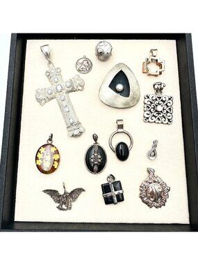 Sterling Silver Pendants Charm Lot 134 Grams Wear Scrap or Resell All XRF Tested
